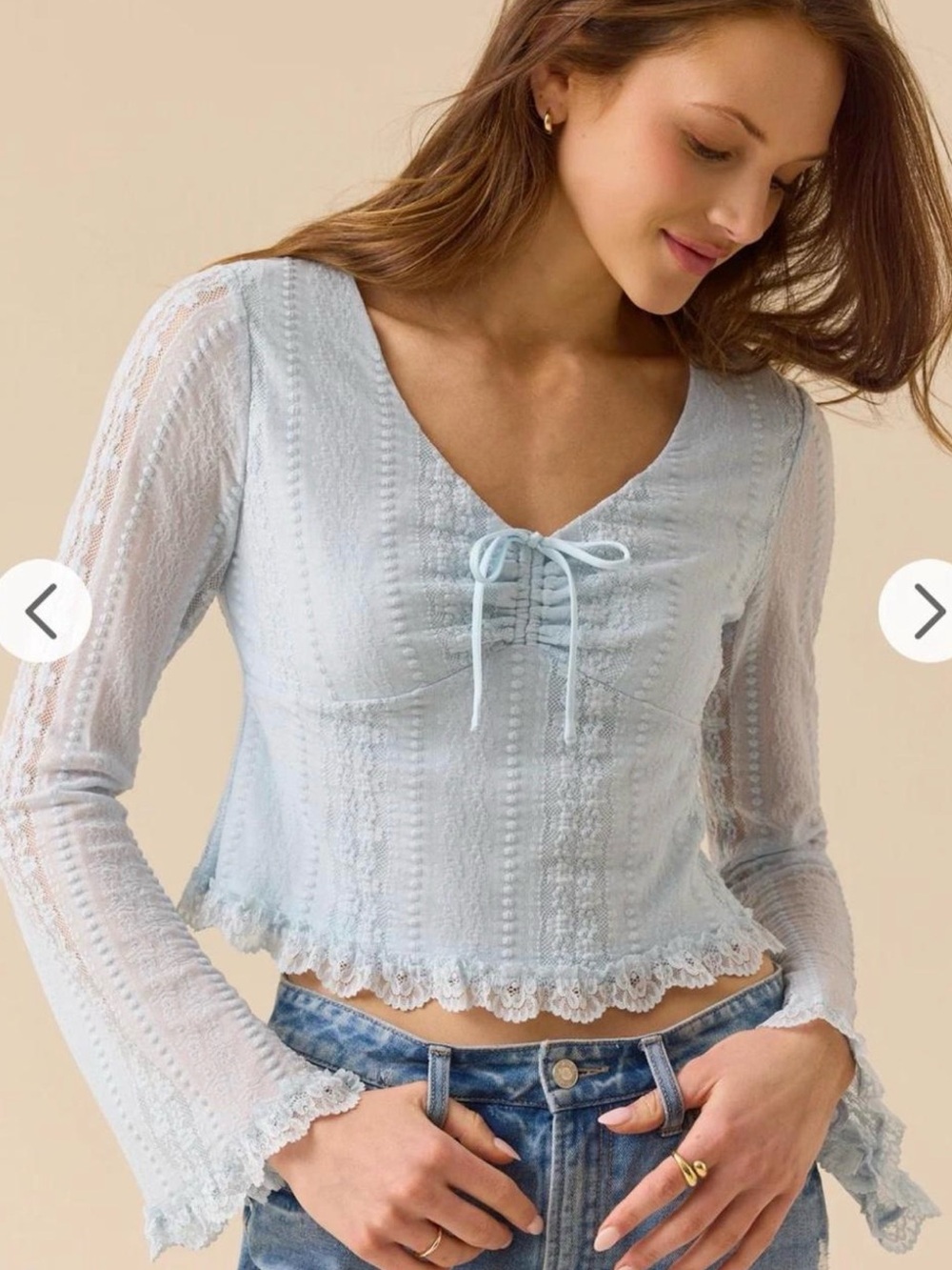 Altar’d State Light Blue Lace Tie Front Top NWT Size Small
